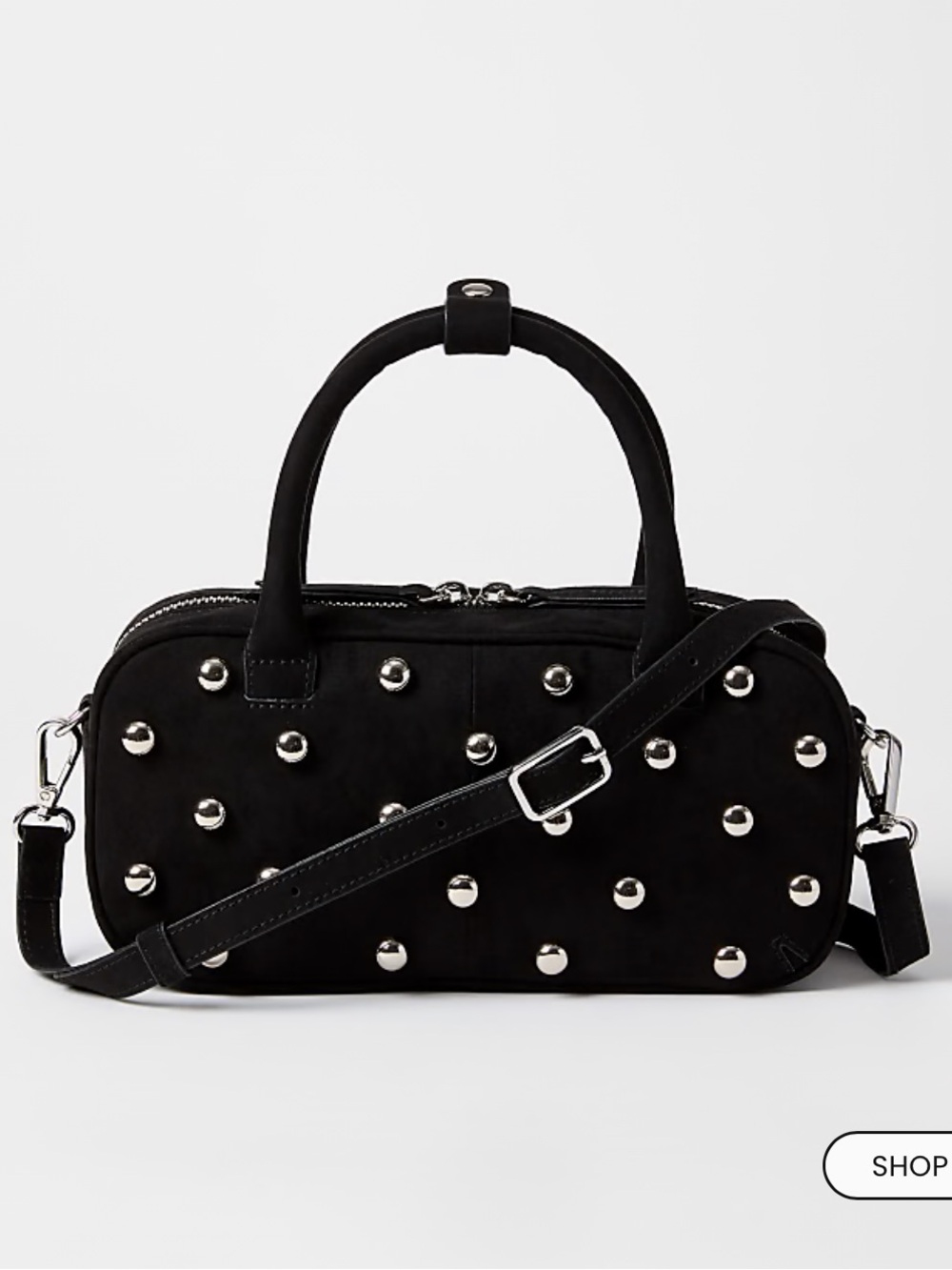 NWT🌷LOFT Black Studded Mini East West Satchel Handbag